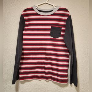 Cat & Jack Kids Striped Long Sleeve Shirt with Pocket Size Small (6-7)
